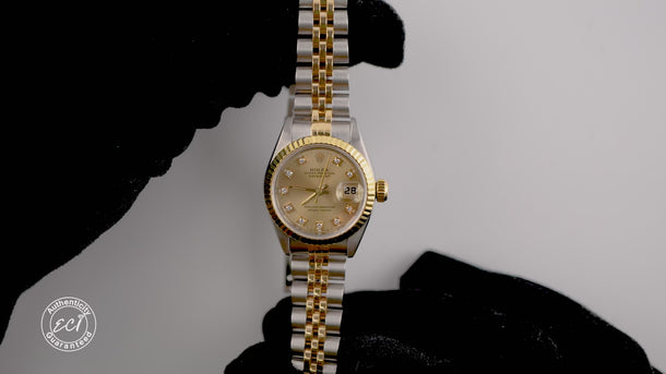 Rolex 69173 Lady-Datejust 26mm Champagne Dial Jubilee Bracelet Box & Papers 1997