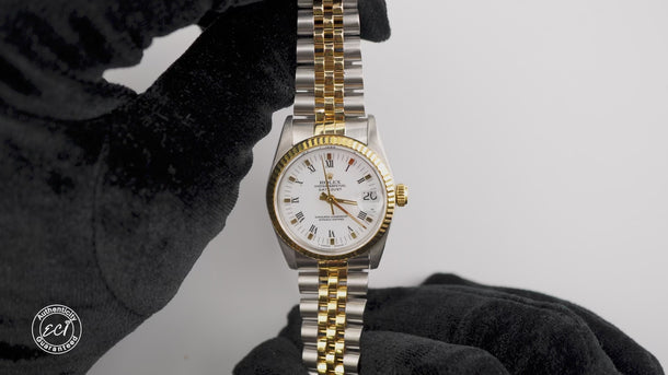 Rolex 68273 Datejust 31 mm White Roman Dial Jubilee Bracelet Box and Papers 1991