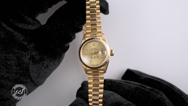Rolex 69178 Lady-Datejust 26mm Champagne Dial President Bracelet Box Papers 1988
