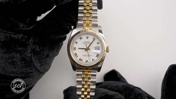 Rolex 116233 Datejust 36mm White Roman Dial Jubilee Bracelet Box & Papers 2018
