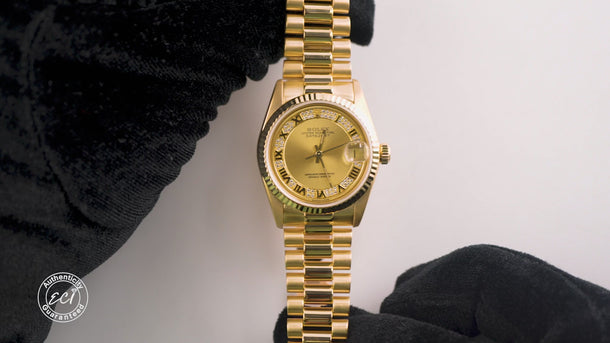 Rolex 68278 Datejust 31 mm Champagne Diamond Dial President Bracelet Box 1990