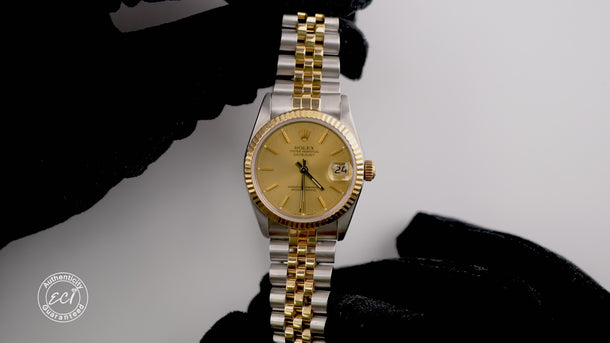 Rolex 68273 Datejust 31 mm Champagne Dial Jubilee Bracelet Box and Papers 1990