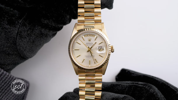 Rolex 18238 Day-Date 36mm Silver Index Dial President Bracelet Box & Papers 1994