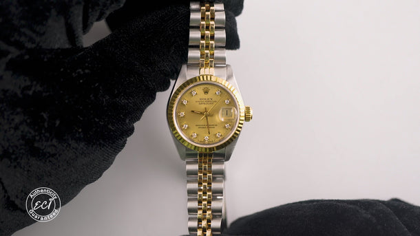 Rolex 69173 Lady-Datejust 26mm Champagne Dial Jubilee Bracelet Box & Papers 1987