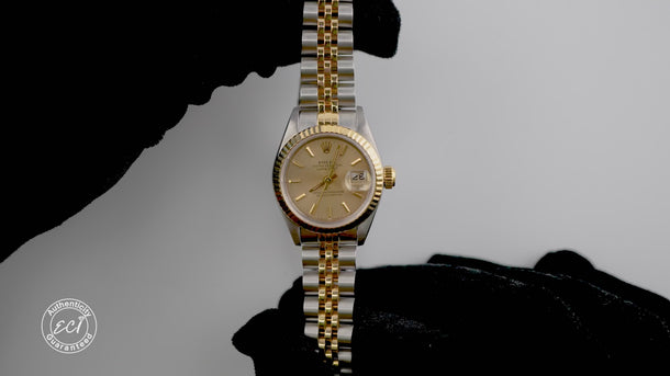 Rolex 69173 Lady-Datejust 26mm Champagne Dial Jubilee Bracelet Box & Papers 1991