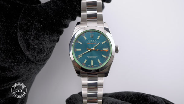 Rolex 116400GV Milgauss 40 mm Blue Index Dial Oyster Bracelet Box & Papers 2021