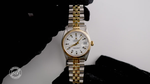 Rolex 68273 Datejust 31 mm White Roman Dial Jubilee Bracelet Box and Papers 1995