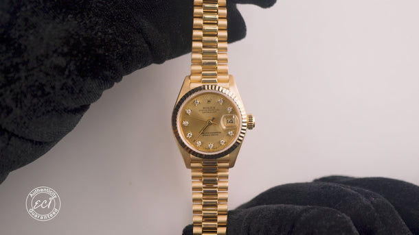 Rolex 69178 Lady-Datejust 26mm Champagne Dial President Bracelet Box Papers 1986