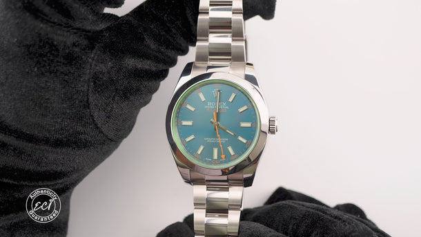 Rolex 116400GV Milgauss 40 mm Blue Index Dial Oyster Bracelet Box & Papers 2015