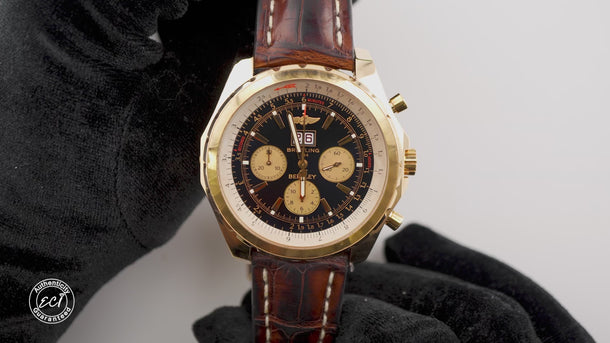 Breitling H44363 Bentley 48mm 18K Rose Gold Black Dial Leather Box & Papers 2007