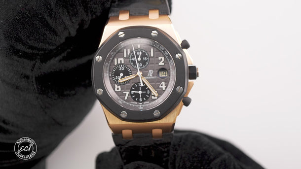 Audemars Piguet Royal Oak Offshore Chronograph Grey Dial 18K Rose Gold Box 2008
