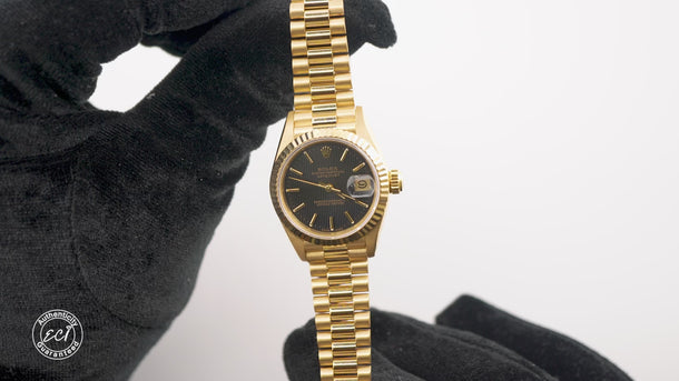 Rolex 69178 Lady-Datejust 26 mm Black Dial President Bracelet Box & Papers 1991