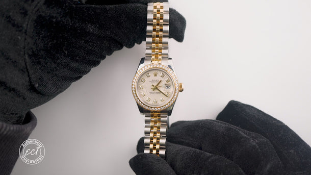Rolex 179383 Lady-Datejust 26 mm Factory Diamond Bezel Silver Diamond Dial 2012
