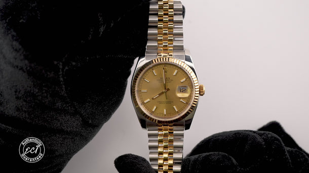 Rolex 116233 Datejust 36 mm Champagne Dial Jubilee Bracelet Box and Papers 2015