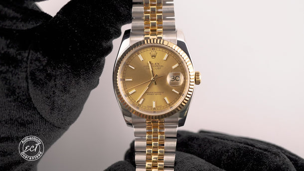 Rolex 116233 Datejust 36 mm Champagne Dial Jubilee Bracelet Box and Papers 2011
