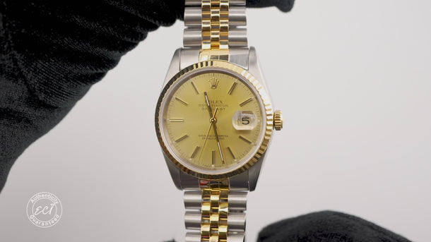 Rolex 16233 Datejust 36 mm Champagne Dial Jubilee Bracelet Box & Papers 1998