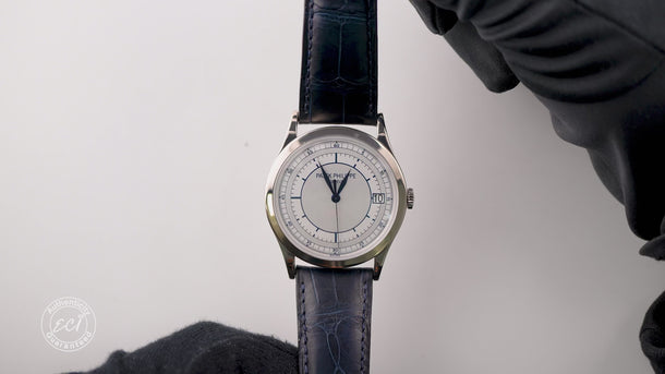 Patek Philippe 5296G-001 Calatrava Silver Dial Leather Strap Box & Papers 2006