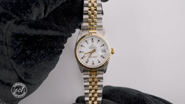 Rolex 68273 Datejust 31 mm White Roman Dial Jubilee Bracelet Box 1991
