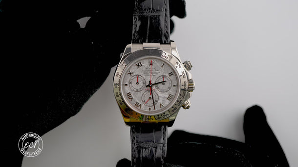 Rolex 116519 Daytona 40 mm Meteorite Dial Leather Bracelet Box and Papers 2003