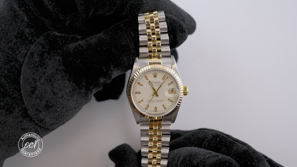 Rolex 68273 Datejust 31 mm Linen Index Dial Jubilee Bracelet Box and Papers 1992