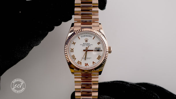 Rolex 128235 Day-Date 36 mm 18K Rose Gold White Dial President Box & Papers 2024