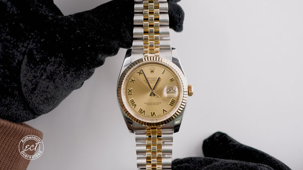 Rolex 116233 Datejust 36mm Champagne Roman Dial Jubilee Bracelet Papers 2016