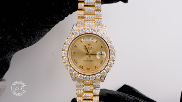 Rolex 218238 Day-Date 41 mm Champagne Dial Aftermarket Diamonds Bezel Box 2014