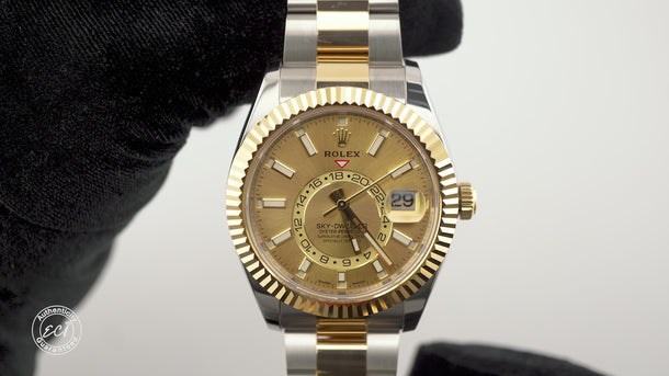Rolex 326933 Sky-Dweller 42mm Champagne Dial Oyster Bracelet Box and Papers 2022