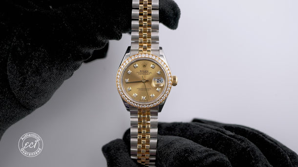 Rolex 279383RBR Lady-Datejust 28 mm Champagne Diamond Dial Box and Papers 2017