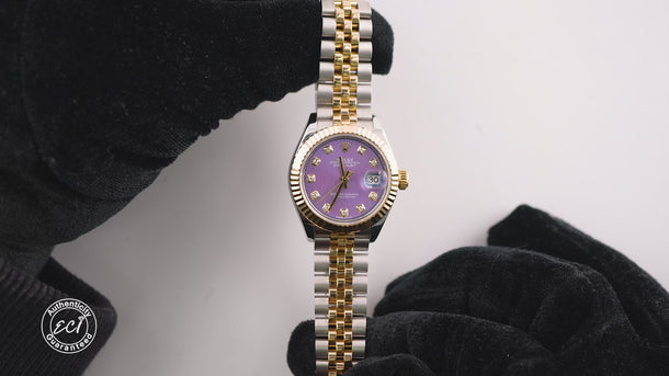Rolex 279173 Lady-Datejust 28 mm Lavender Diamond Dial Jubilee Box & Papers 2017