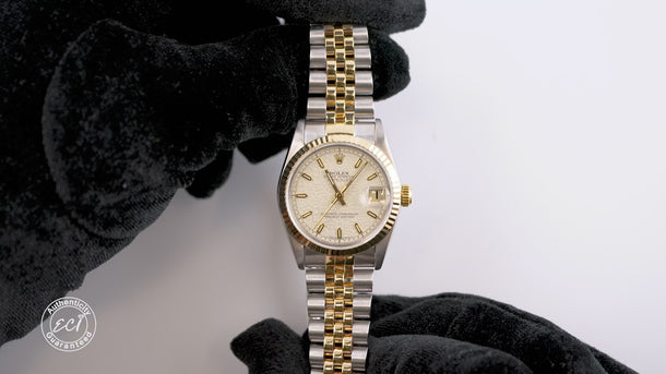 Rolex 68273 Datejust 31 mm Ivory Linen Dial Jubilee Bracelet Box and Papers 1992