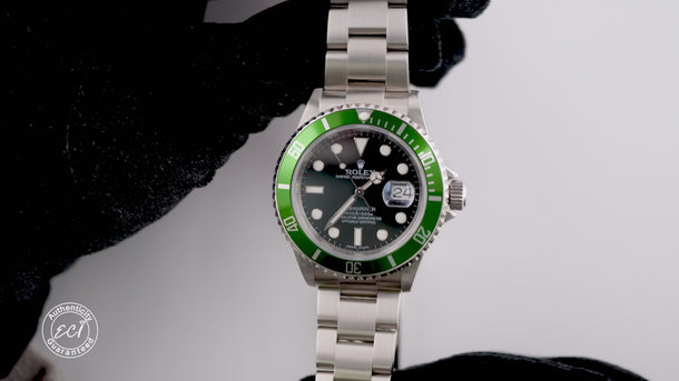 Rolex 16610LV Submariner Date 40 mm "Kermit" Black Dial Box and Papers 2009