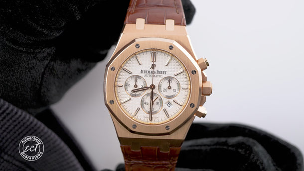Audemars Piguet Royal Oak Chronograph 41 mm 18K Rose Gold Silver Dial Box 2016