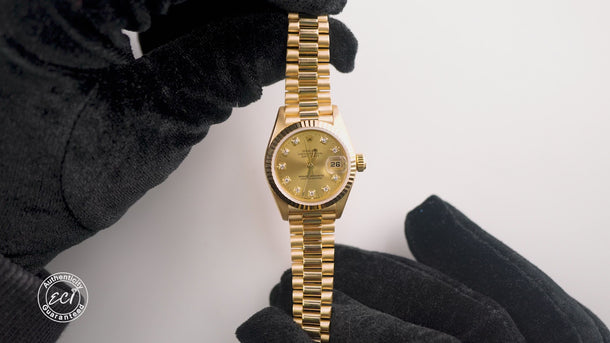 Rolex 69178 Lady-Datejust 26 mm Champagne Diamond Dial President Bracelet 1995