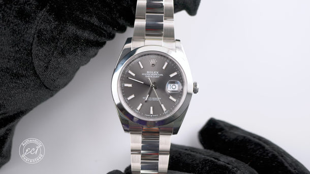 Rolex 126300 Datejust 41 mm Dark Rhodium Dial Oyster Bracelet Box & Papers 2025