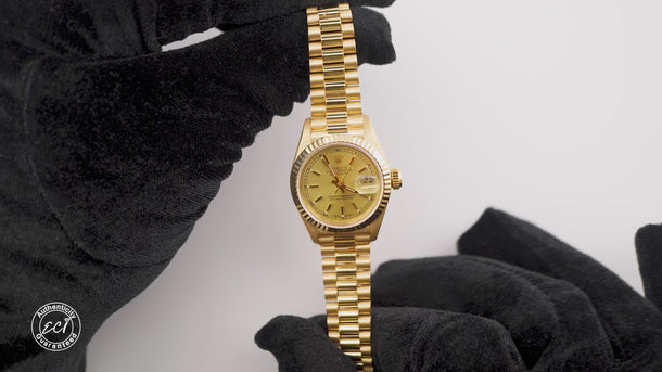 Rolex 69178 Lady-Datejust 26mm Champagne Dial President Bracelet Box Papers 1994