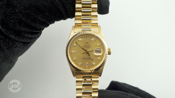 Rolex 18038 Day-Date 36mm 18K Gold Champagne Dial President Bracelet Box 1987