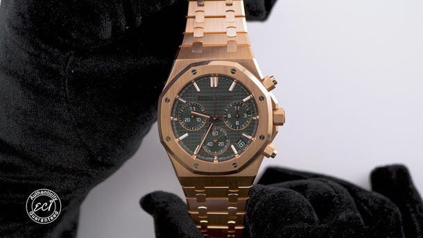 Audemars Piguet Royal Oak Chronograph 18K Rose Gold Green Dial Box & Papers 2024