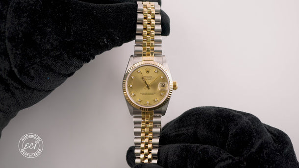 Rolex 68273 Datejust 31 mm Champagne Dial Jubilee Bracelet Box and Papers 1989