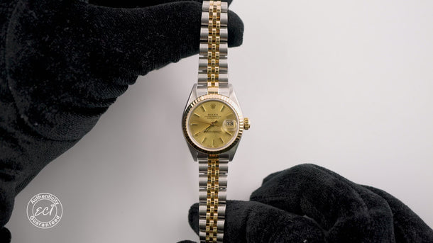 Rolex 79173 Lady-Datejust 26 mm Champagne Index Dial Jubilee Bracelet Box 2001