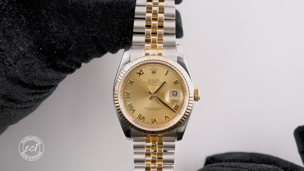 Rolex 116233 Datejust 36 mm Champagne Dial Jubilee Bracelet Box and Papers 2015