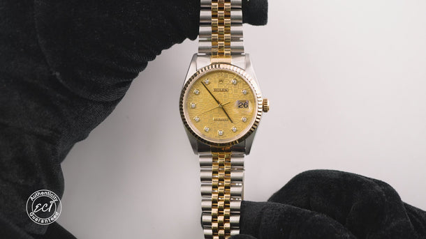 Rolex 16233 Datejust 36 mm Jubilee Champagne Dial Jubilee Bracelet Box 1997