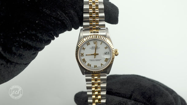 Rolex 68273 Datejust 31 mm White Roman Dial Jubilee Bracelet Box and Papers 1994