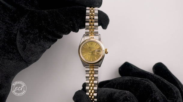 Rolex 69173 Lady-Datejust 26mm Champagne Index Dial Jubilee Bracelet Box 1994