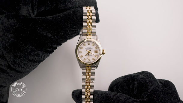 Rolex 69173 Lady-Datejust 26 mm White Dial Jubilee Bracelet Box and Papers 1990