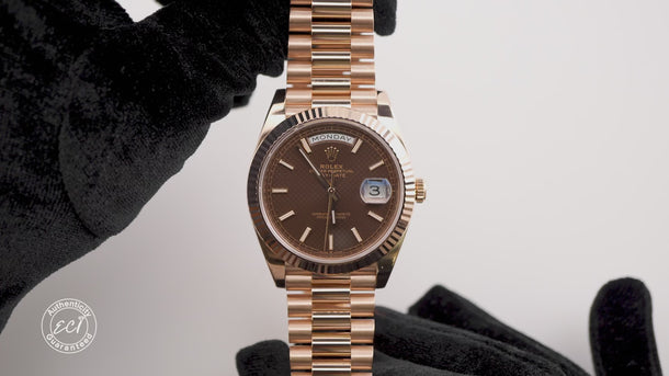 Rolex 228235 Day-Date 40 mm 18K Rose Gold Chocolate Dial Box and Papers 2022