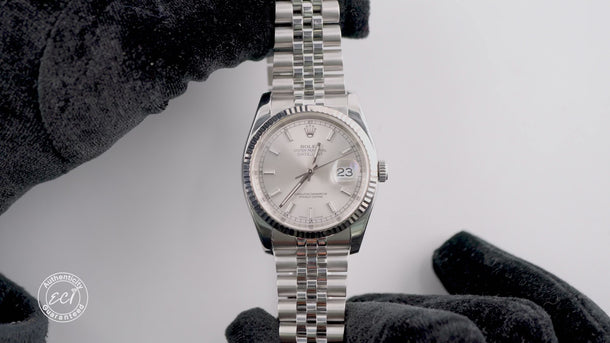 Rolex 116234 Datejust 36 mm Silver Index Dial Jubilee Bracelet Box & Papers 2011