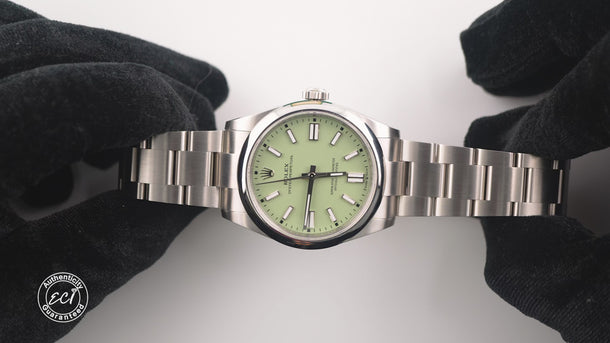 Rolex 134300 Oyster Perpetual 41 mm Pistachio Dial Oyster Box and Papers 2025