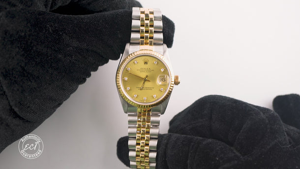 Rolex 68273 Datejust 31 mm Champagne Diamond Dial Jubilee Bracelet Box 1991