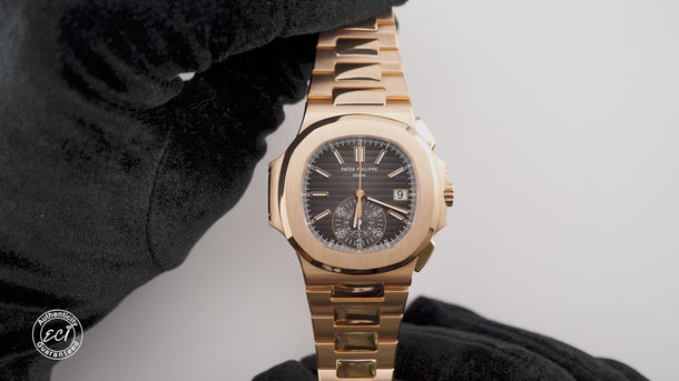 Patek Philippe 5980/1R-001 Nautilus 18K Rose Gold Black Dial Box and Papers 2020
